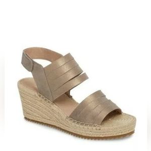 NEW Eileen Fisher Largo Espadrille Wedge Sandal Platinum Gold
